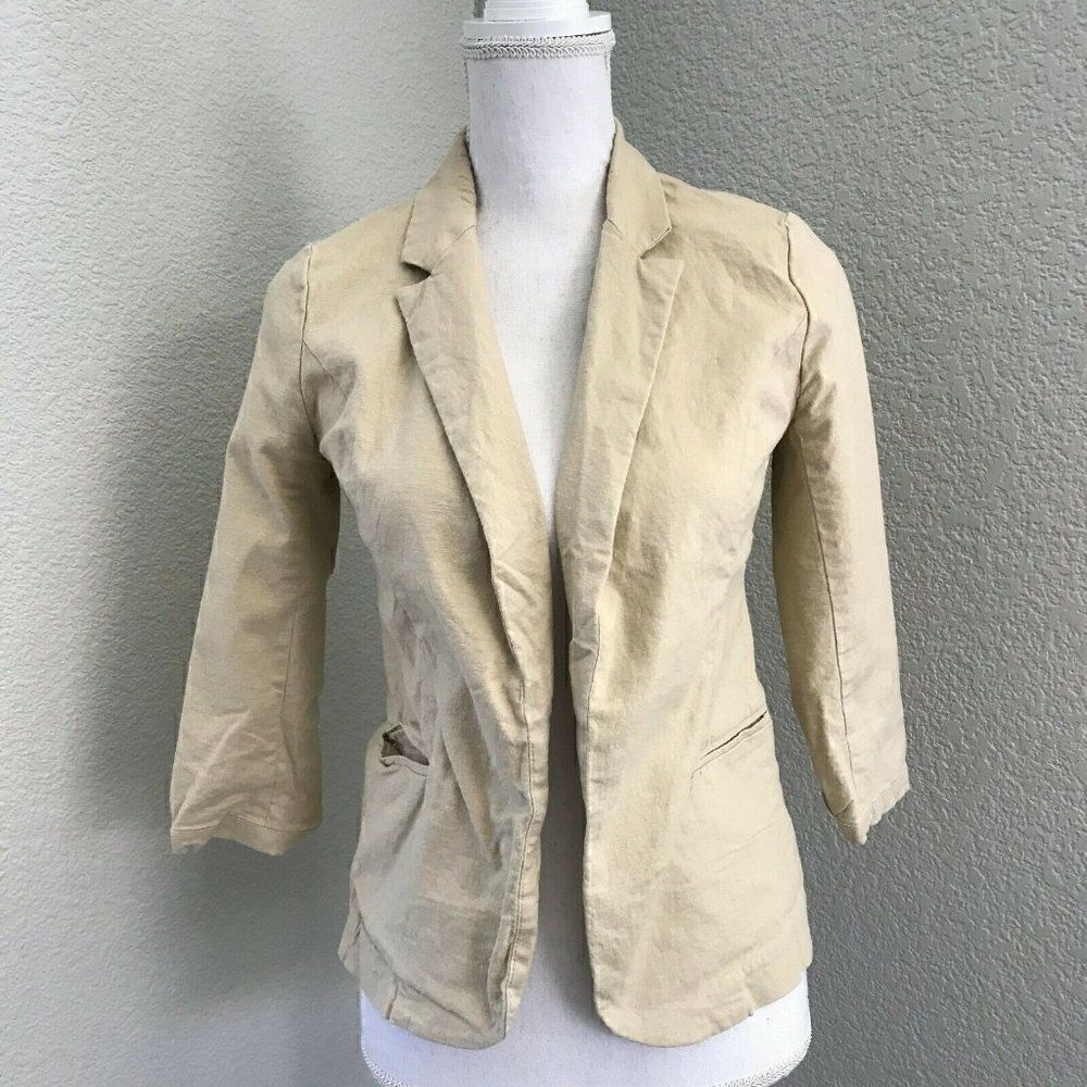 Skies Are Blue Womens Khaki Blazer Jacket Size XS
